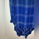 Max Studio  Blue Plaid Long Sleeve Rayon Button Up High-Low Shirt - Size S Photo 5