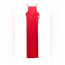 ZARA New Womens Red Tied Satin Effect Midi Dress XS Open Back Slit, Lining, Zip Photo 2