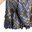 São Paulo Midnight Blue Metallic Satin Plaid Pleated Circle Skirt Size M Photo 3