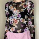 Ginger G Retro Colorful Sheer Floral Crop Shirt Photo 7