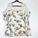 lungo l'arno  Linen Floral Crochet Top Size 3X Short Sleeve Cream Photo 0