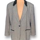 Houndstooth Vintage Casablanca Blazer Jacket Oversized Black  Velvet Collar Wool Photo 0