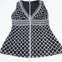 BCBGMAXAZRIA  Black & White Patterned Sequin Silk Cotton V-neck Tank Top Size XXS Photo 12