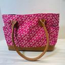 Tommy Hilfiger  Women's Pink Logo Print Medium Tote Bag Handbag Purse Pockets Photo 1