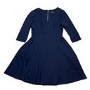 Lane Bryant * Dress Womens Plus 14/16 Dark Blue Casual Career Flare Zip V-Neck Photo 0