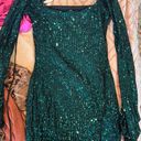 Sequin Hearts Forest Green Formal Dress Photo 3