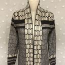 BCBG Max Azria Black and Beige Geometric Pattern Long Cardigan Size M Photo 1