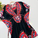 Trina Turk  | GUC Black & Multi Colored Beach Coverup Deep V w/ Tie Back Size S Photo 7