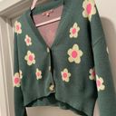 Daisy Bailey Rose Green Pink & Pale Yellow  Floral Cropped Cardigan Sweater - S Photo 5