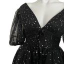 LAVETIR Black Sparkly Wedding Dress Prom Black Tie Stars Moons Womens Size 6 Photo 4