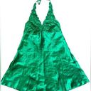 Frederick's of Hollywood Frederick’s of Hollywood Y2K Green Silky Satin Lace Coquette Halter Slip Dress Photo 0