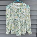 Veronica Beard size 6 Walker Pintucked 100% Silk Sheer Floral Blouse Photo 3