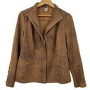 Chico's  Faux Suede Jacket Zipper Front Moto Lace Up Sleeves Brown Womens Small 4 Photo 0