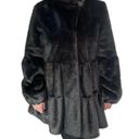 Jones New York Jones NY Mahogany Faux Fur Mink Babydoll Style Coat with Hood Medium Vintage 90s Photo 5
