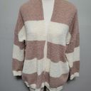 Pink Lily  Dusty Mauve Striped Slouchy Oversized Cardigan Size Medium Photo 0