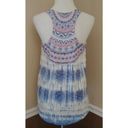 Modcloth NEW  Blue Ivory Coral Woven Knit Boho Racerback Sleeveless Top Small Photo 1