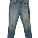 J Brand  Low Rise Cropped Jeans Distressed Blue Denim Halo Destruct Women Size 29 Photo 0