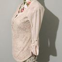 belle du jour Crochet Front Henley Button Blouse Top Ivory White Photo 1