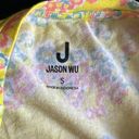 Jason Wu  ROUND NECK FLORAL YELLOW BLUE SHORT SLEEVE TEE SHIRT S Photo 2