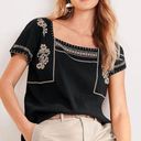 Garnet Hill  embroidered square neck blouse Size 2 Photo 0