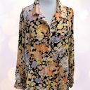 Rachel Zoe  long sleeve colorful oversized floral collared blouse NEW large Photo 1