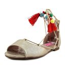 Betsey Johnson  𝅺Abree Gold Lace-up Pom-Pom Sandals Photo 5