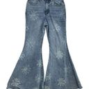 Wild Fable Jeans Size 6 Highest Rise Extreme Flare Light Wash Flowers Raw Hem Photo 0