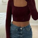 ZARA Long Sleeve Crop Top Burgundy Photo 0