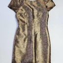 Ladakh  Womens Metallic Bronze Short Sleeve Mini Cocktail Dress Size 4 NYE Party Photo 2