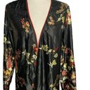 Honey Punch  Asian Print Robe Duster S Black Floral Long Sleeves Belt Loops Photo 1