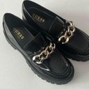 Guess  Women's Hillford Shiny Black Faux Leather Platform Chunky  Loafers Sz 7.5 Photo 1