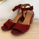 Universal Threads  | Red Faux Suede Block Strappy‎ Heel Shoe Open Toe Photo 1