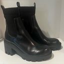 ZARA  Black Chunky Platform Lug Sole Knit Sock Shaft Ankle Boots Size 37 = US 6.5 Photo 3