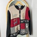 Talbots vintage Christmas reindeer snowflake wool cardigan sweater Photo 0