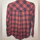 BDG  Women’s Small Petite Long Sleeve Collared Button Down Red and Blue Plaid Top Photo 7