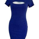 Guess  Cut Out Front Shirt Dress Blue MEDIUM sexy bodycon Photo 0