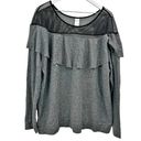 Lane Bryant  Livi Active Mesh Ruffle Sweatshirt Gray Size 26/28 Photo 0