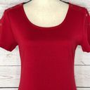 Karen Scott  Sport X-Small Dress Red Stretch Cap Sleeve Button Accent Scoop Neck Photo 2