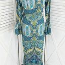 R. Vivimos Printed Boho Maxi Wrap Dress Blue Aqua Small Ruffle Long Sleeve Photo 5