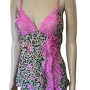 Shirley of Hollywood Vintage 90s Leopard Print Floral Lace Lingerie Mini Dress Size L Photo 0