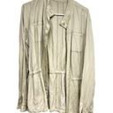 J. McLaughlin  Khaki Vista Linen Blend Sky Button Up Snatched Waisted Jacket L Photo 0