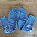 LIONESS  High Waisted Ripped Jeans in Blue Photo 2