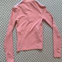 Adidas Training 1/4 zip long sleeve top with three stripe in pink Photo 5