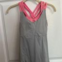 Lululemon  Sky Grey & Pink Built in Sports Bra running tank top size 4. Photo 0