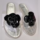 Stuart Weitzman Black Bloom Flower Jelly Flip Flop Sandals Size 8 Photo 5