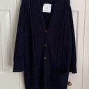 J.Jill  Chunky Cable Knit Button Front V Neck Cardigan Navy Size XL NWT Photo 0