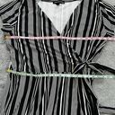 Derek Heart  Plus 1X Black White Faux Wrap Tie Waist Jumpsuit Stripe Stretch Photo 5