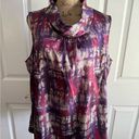 Coldwater Creek EUC  Abstract Sleeveless Blouse in Purple, Fuchsia, Tan. Photo 0