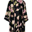 Oscar de la Renta Pink Label Vintage Y2K Black Floral Silky Tie Kimono Robe M Photo 0