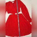 Dee Elly  Womens V-Neck Long Sleeve Heart Cut Out Red Mini Dress Size Small Photo 3